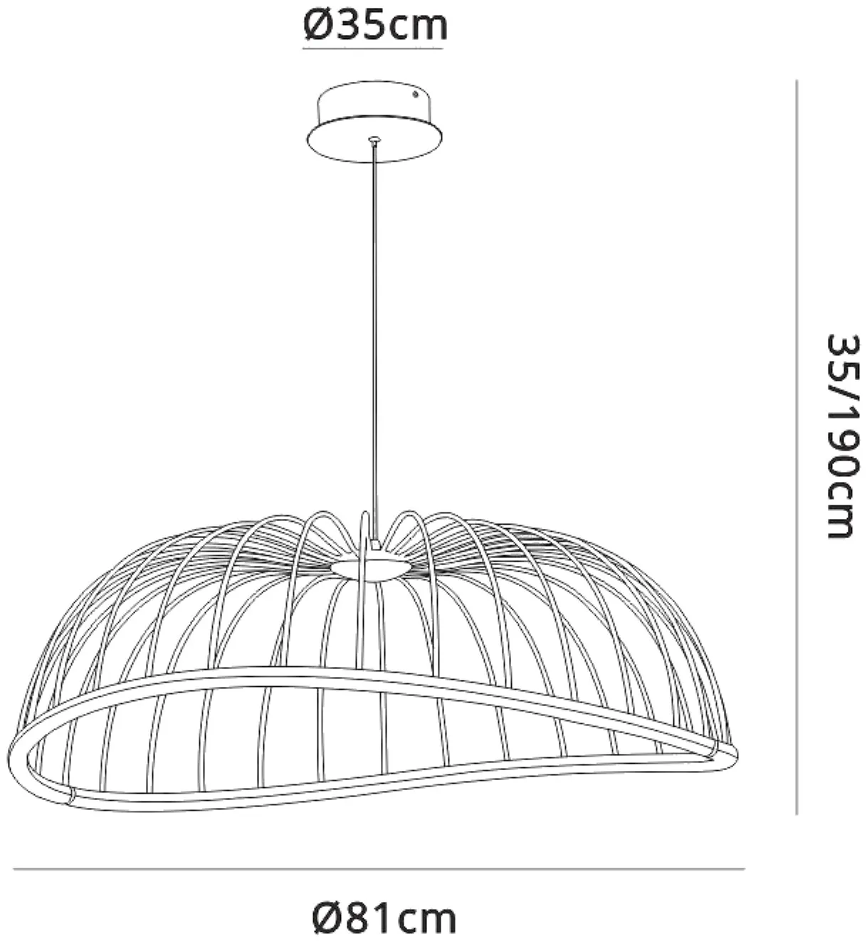 Celeste Pendant 81cm Round 40W LED Black M6683  Mantra Celeste